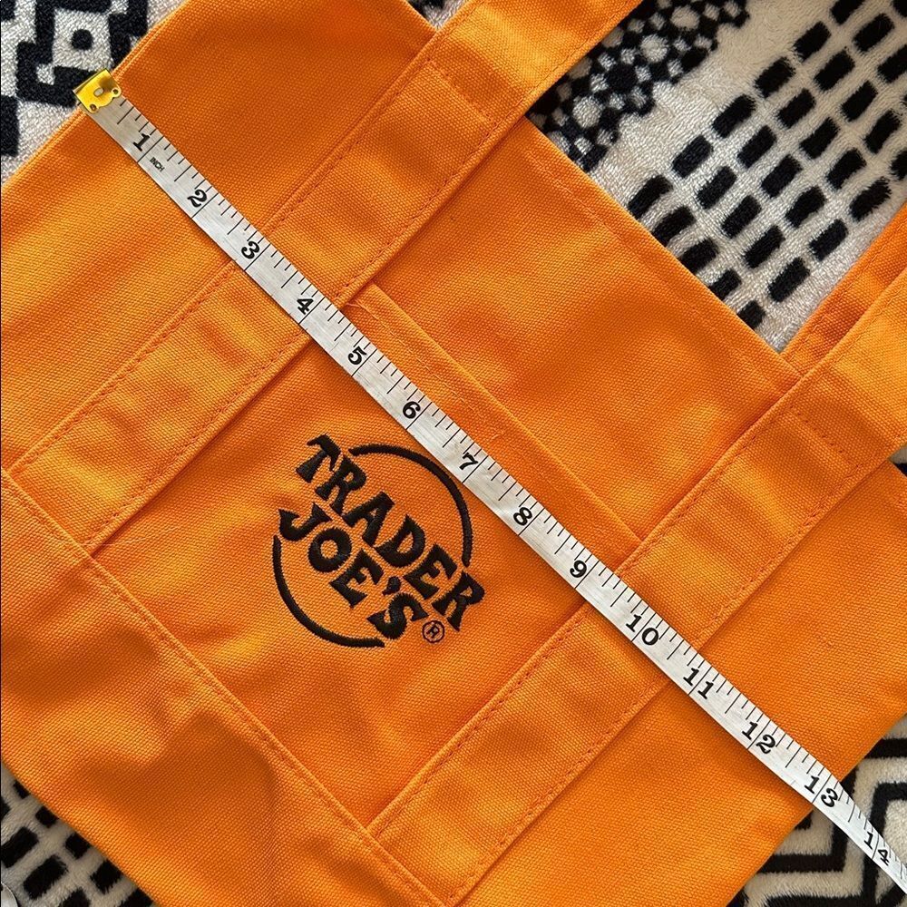 Trader Joes Halloween Mini Tote Canvas Orange - Picture 4 of 8